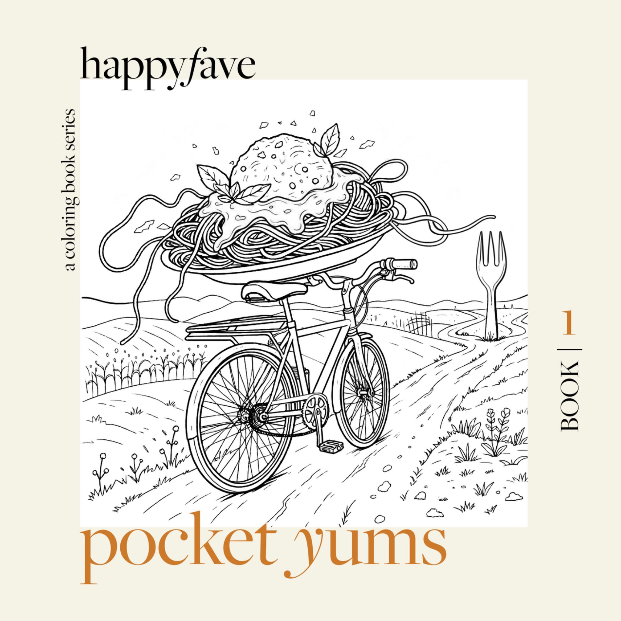 Front cover of pocket yums, featuring the spaghetti meatball cyclist illustration